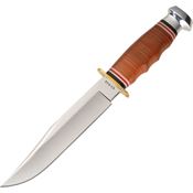 Ka-Bar 1236 Bowie Fixed Blade Knife Polished Leather Handles