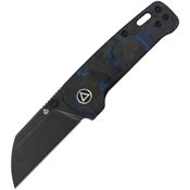 QSP 130XSD2 Mini Penguin Linerlock Knife with Blue Carbon Fiber Handles
