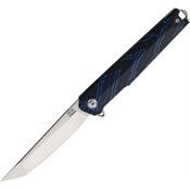 Rough Rider Reserve 028 Satin D2 Linerlock Knife Tanto Black/Blue Handles