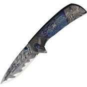ElitEdge 10A54BLD Damascus Etched Assist Open Linerlock Knife