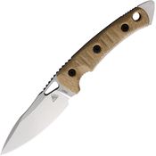 Fobos 054 Cacula Tumbled Fixed Blade Knife Natural Micarta with Black Handles
