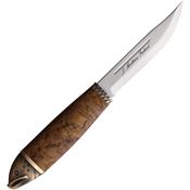 Marttiini 552010 Salmon Satin Fixed Blade Knife Waxed Curly Birch Handles