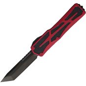 Heretic 0406ARED Auto Colossus OTF Tanto Black Stonewash Knife Red Handles