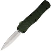 Mantis OTF817 Auto OTF Stiletto Plain Satin Knife Green Handles