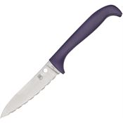 Spyderco K21SPR Counter Critter Serrated Fixed Blade Knife Purple Handles