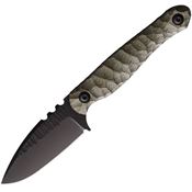 Wachtman 001ODS Eddy 2 Black Fixed Blade Knife OD Green Handles