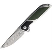 Begg 015M Diamici Damascus Linerlock Knife Black/Green Handles