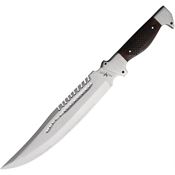 Combat Ready 050 Big Bowie Satin Fixed Blade Knife Brown Handles