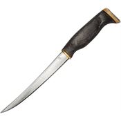 Arctic Legend 030 Fillet Satin Fixed Blade Knife Black Birchwood Handles
