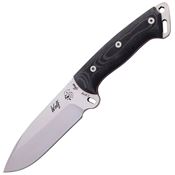 J&V Adventure 1407M JVA1407M Wolf Satin Fixed Blade Knife Black Handles