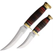 American Hunter 028 Twin Hunter Satin Fixed Blade Knife Set Pakkawood Handles