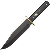 Browning 0496 Bowie Black Stonewash Fixed Blade Knife Ebony Handles