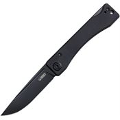 Kubey 2102D Akino Black Stonewash Lockback Knife Black G10 Handles