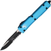 Microtech 1212TQ Auto Ultratech Part Serrated Single Edge OTF Knife Turquoise Handles