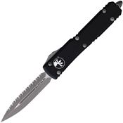Microtech 12212AP Auto Ultratech Apocalyptic Serrated Double Edge OTF Knife Black Handles