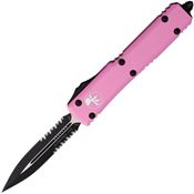 Microtech 1222BPK Auto Ultratech Part Serrated Double Edge OTF Knife Pink Handles