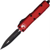 Microtech 2321RD Auto UTX-85 Black/Satin Double Edge OTF Knife Red Handles