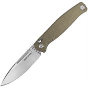 Real Steel 7651GM Huginn Slide Lock Satin Folding Knife Green Handles