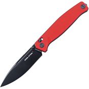 Real Steel 7652RB Huginn Slide Lock Black Folding Knife Red/Black Handles