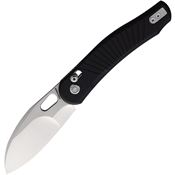 Vosteed A1002 Morel Crossbar Lock Satin Folding Knife Black Handles