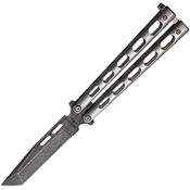 Bear & Son SS15TAND Butterfly Damascus Steel Knife Polished Stainless Handles