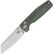 Bestech G56B1 Slasher Axis Lock Stonewash Folding Knife Green Handles