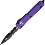 Microtech 1222PU Auto Ultratech Part Serrated Double Edge OTF Knife Purple Handles