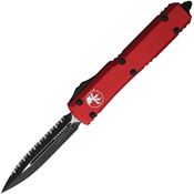Microtech 1223RD Auto Ultratech Serrated Double Edge OTF Knife Red Handles