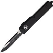 Microtech 1482T Auto UTX-70 Black/Satin Part Serrated Single Edge OTF Knife Black Handles