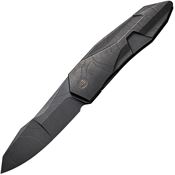 WE 220285 Solid Etched Framelock Knife Black Stonewashed Handles