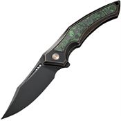 WE 230091 Orpheus Framelock Knife Black Titanuim/Jungle Carbon Fiber Handles
