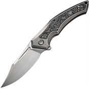 WE 230092 Orpheus Framelock Knife Gray Titanium/Foil Carbon Fiber Handles