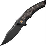 WE 230093 Orpheus Framelock Knife Black Titanium/Copper Foil Carbon Fiber Handles