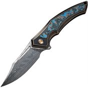 WE 23009DS1 Orpheus Damascus Framelock Knife Bronze Titanium/Carbon Fiber Handles