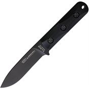 Ek 51 Short Drop Point Carbon Fixed Blade Knife Black Handles