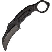 Heretic 043B Tusk Karamit Black Fixed Blade Knife Carbon Fiber Handles
