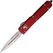 Microtech 1225RD Auto Ultratech Part Serrated Double Edge OTF Knife Red Handles