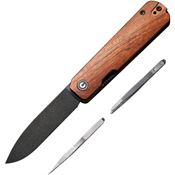 Civivi 21004A2 Sendy Black Stonewahsed Linerlock Knife Wood Handles