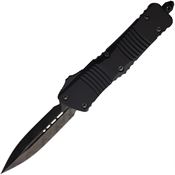 Microtech 14216DLCTSH Auto Combat Troodon Black Damascus Double Edge OTF Knife Black Handles