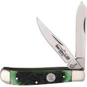 Queen PSB07 Mini Trapper Knife Green Bone Handles