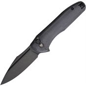 Trivisa TY22BM14 Antliae Black Stonewashed Button Lock Knife Black Handles