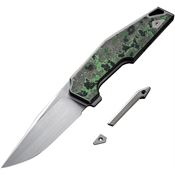 WE 230013 OAO (One and Only) Stonewashed Framelock Knife Black/Jungle Wear Carbon Fiber Handles