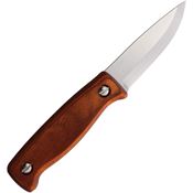 Wood Jewel 23PUKMK Pukari Satin Stainless Fixed Blade Knife Orange Handles
