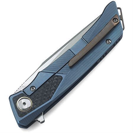 Bestech T1804C Sky Hawk Framelock Bead Blast and Satin Finish Blade Knife with Blue Textured Titanium Handle – Additional Image #1