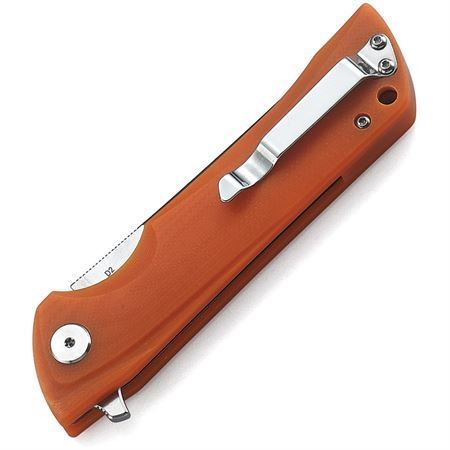 Bestech G13C1 Paladin Linerlock Stonewash and Satin Finish D2 Blade Knife with Orange G10 Handle – Additional Image #1