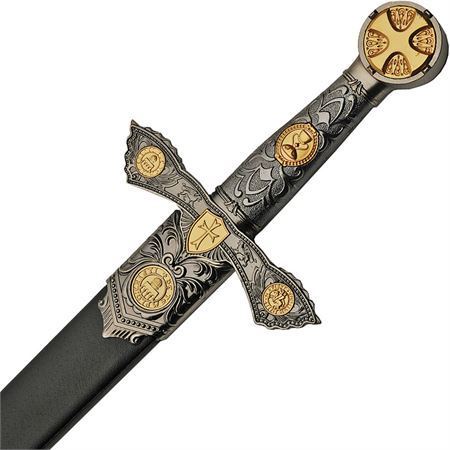 China Made 211434 Knights Templar Sword with Gold Finish Pewter Handle – Additional Image #2