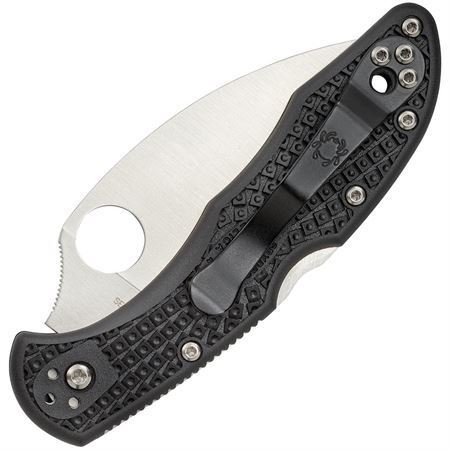 Spyderco 11FSWCBK Delica Wharncliffe Serrated Lockback Folding Pocket Knife with Black Texture FRN Handle – Additional Image #1