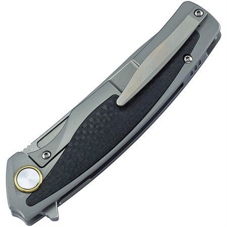 Bestech T1706B Titanium Gray Framelock Folding Pocket Tanto Blade Knife with Matte Finish Titanium Handle – Additional Image #1