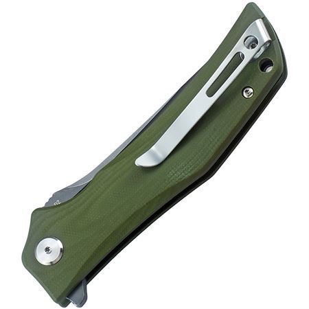 Bestech G05B2 Scimitar Clip Point Two-Tone Finish Blade Linerlock Folding Pocket Knife with Green G-10 Handle – Additional Image #1