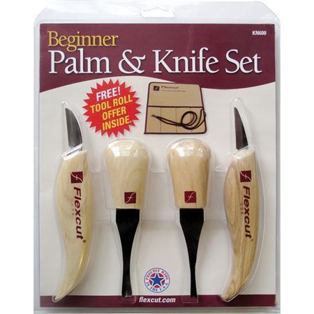 Flexcut FLEXKN600 Beginner Palm and Knife Set with Ergonomic Wood Handle – Additional Image #2